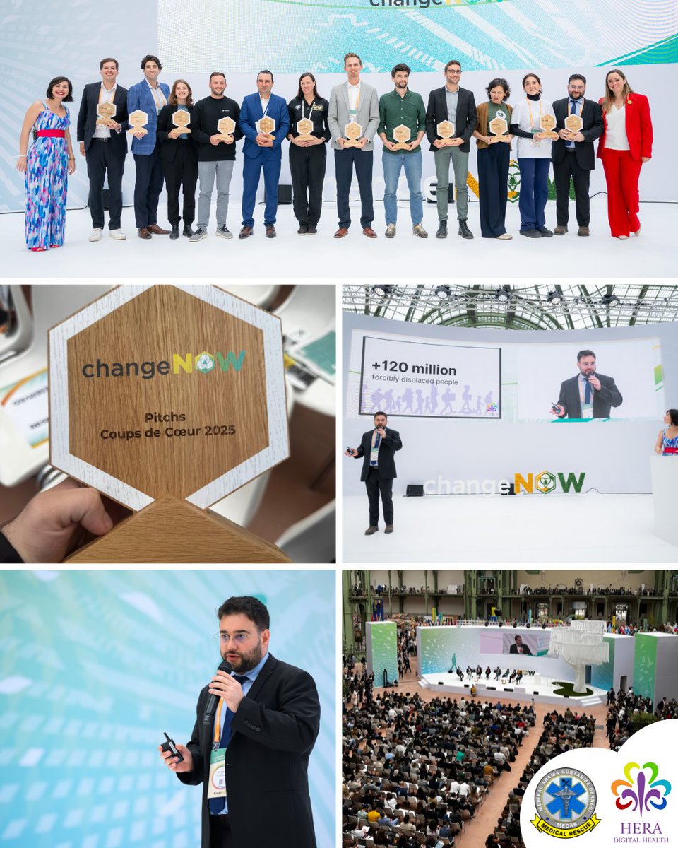 HERA_dHealth's tweet photo. ChangeNow Summit 2025 was a blast!

Out of 800 pitches, HERA was selected as 1 of 12 ‘coup de cœur’ favorites! 💡

Our CEO, Aral Surmeli, took the main stage to present our digital health impact for refugees.

#HERADigitalhealth #TechForGood #ChangeNOW https://t.co/GSqtg0JFr2