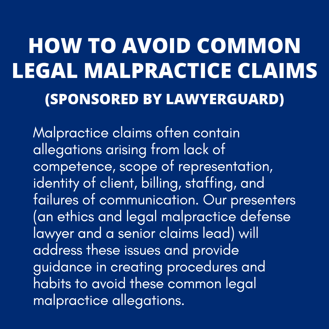DRICommunity's tweet image. Are you afraid of a legal malpractice claim? 🚨  

Join us on May 20 as experts break down common pitfalls and show you how to build procedures that prevent claims before they happen: bit.ly/3Y9MKgg   

#DRICommunity #LegalMalpractice #DRIwebinar