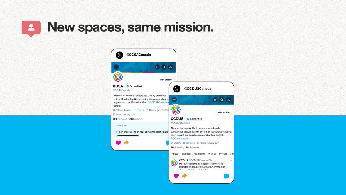 🌍 New accounts, same mission🌍
We’ve split our X accounts into English and French pages to better serve YOU. Same expert content. Same commitment to substance use health. Now in your language.
➡️ English: <a href="/CCSACanada/">CCSA</a> 
➡️ French: <a href="/CCDUSCanada/">CCDUS</a>
#CCSA #SubstanceUseHealth #Bilingual