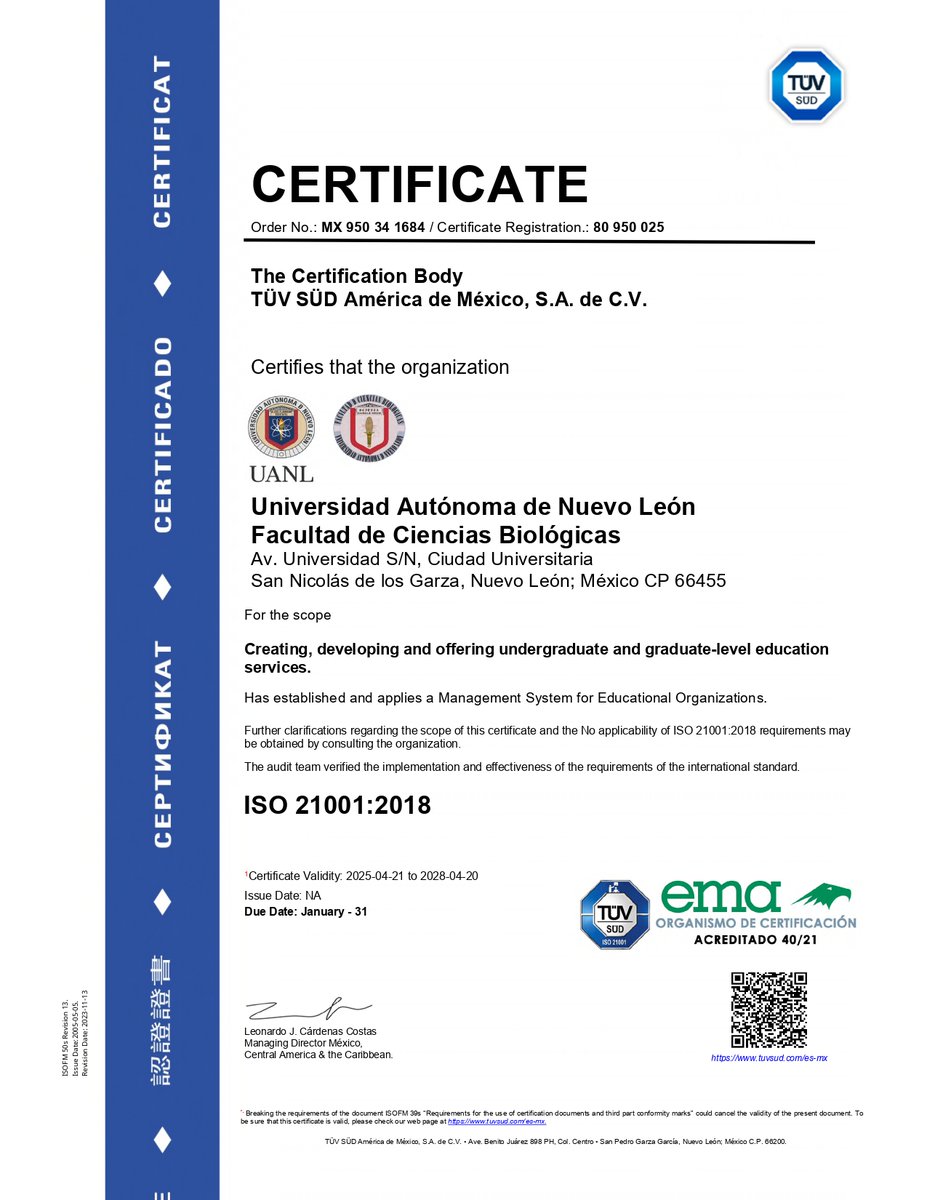 Certifican sistema integral de calidad educativa de la FCB.

¡Felicidades!