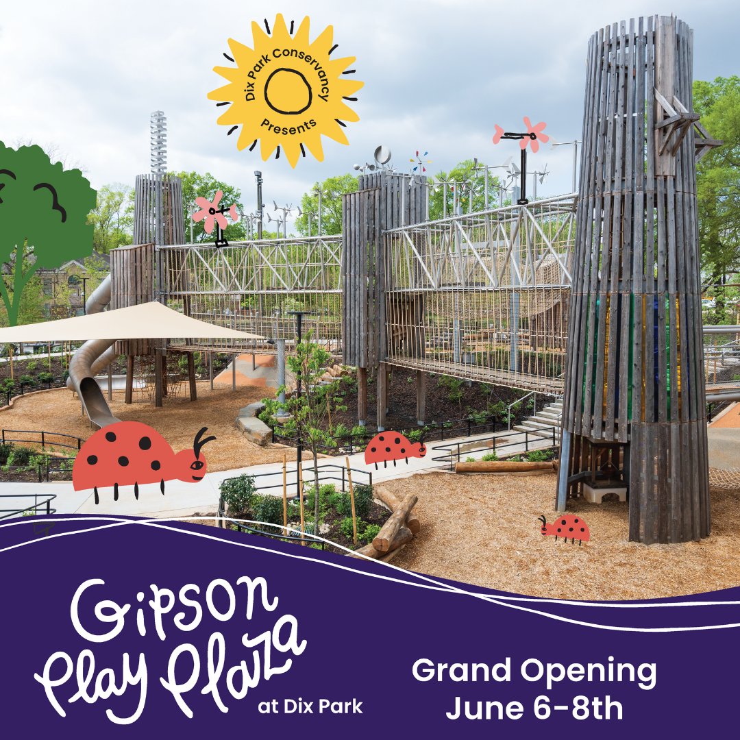 DixPark's tweet photo. The wait is almost over! 🎉 Gipson Play Plaza opens to the community the weekend of June 6 - 8! Join us for a Grand Opening Celebration presented by @dixconservancy as we celebrate the opening of the largest adventure playground in the Southeast!  We can't wait to welcome you! https://t.co/rqJ5mFwvw7