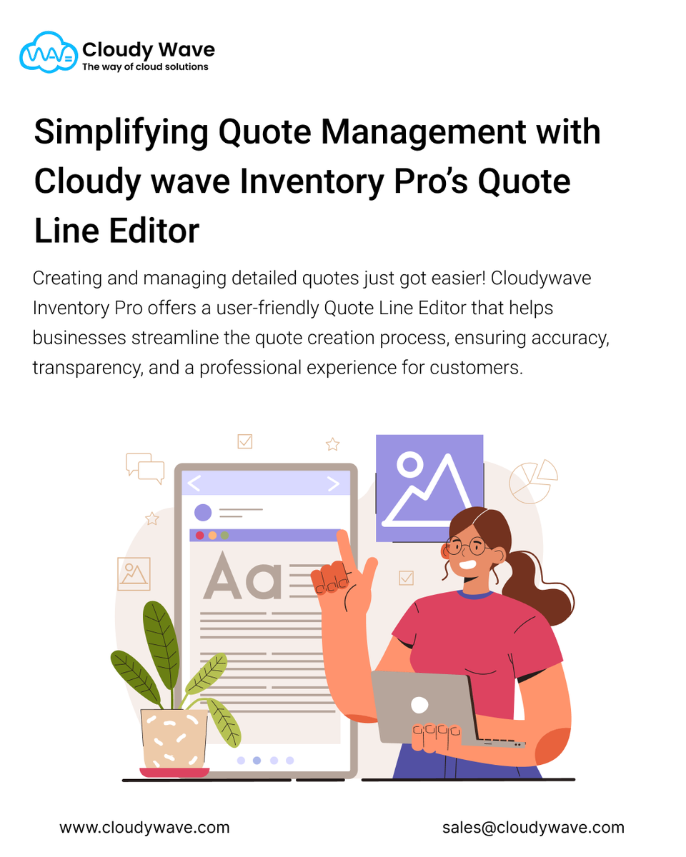 cloudywavetech's tweet image. Cloudy wave Inventory Pro: Smarter Quote Management
Create fast, accurate, and professional quotes with our Quote Line Editor
✅Add products &amp;amp; variants easily
✅Apply discounts &amp;amp; taxes flexibly
✅See clear pricing breakdowns
🎯 Accurate quotes, faster workflows, happier customers
