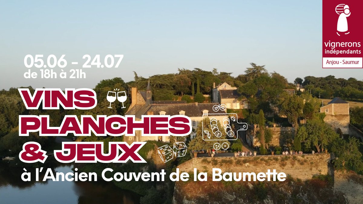 🔜 « VINS, PLANCHES &amp; JEUX »

📢 NOUVEL ÉVÉNEMENTIEL GRAND PUBLIC À L'ANCIEN COUVENT DE LA BAUMETTE – ANGERS

Les inscriptions sont lancées pour deux dates (5 juin et 24 juillet de 18h à 21h) !

Billetterie en ligne en cliquant sur le lien suivant : billetweb.fr/vins-planches-…