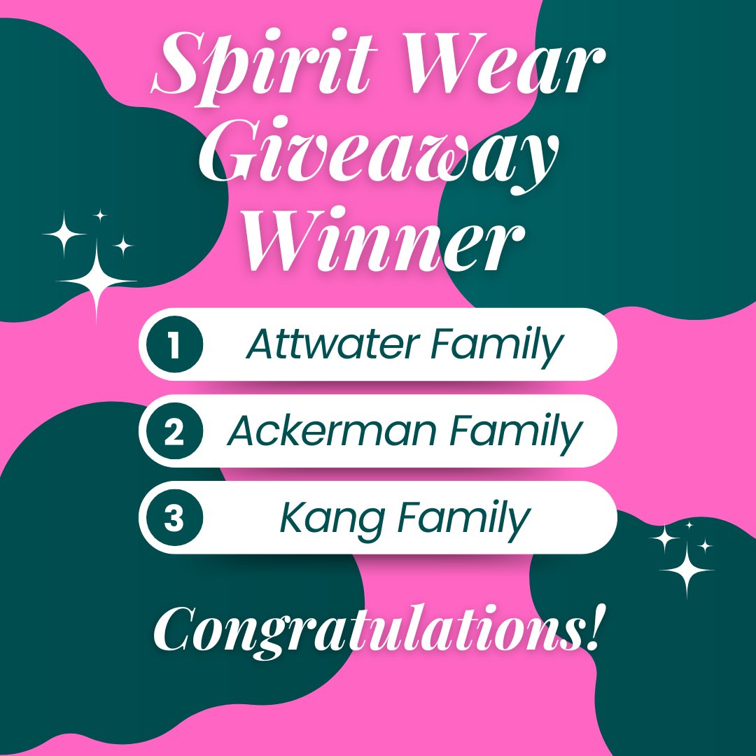 Congratulations to the Attwater Family, Ackerman Family and Kang Family!  Each of you won spirit wear for your kiddos.  Thank you for joining the PTA!!!

To purchase your PTA Membership for NEXT year, please visit the following link:  eastsidepta.membershiptoolkit.com/login-form?r=%…
