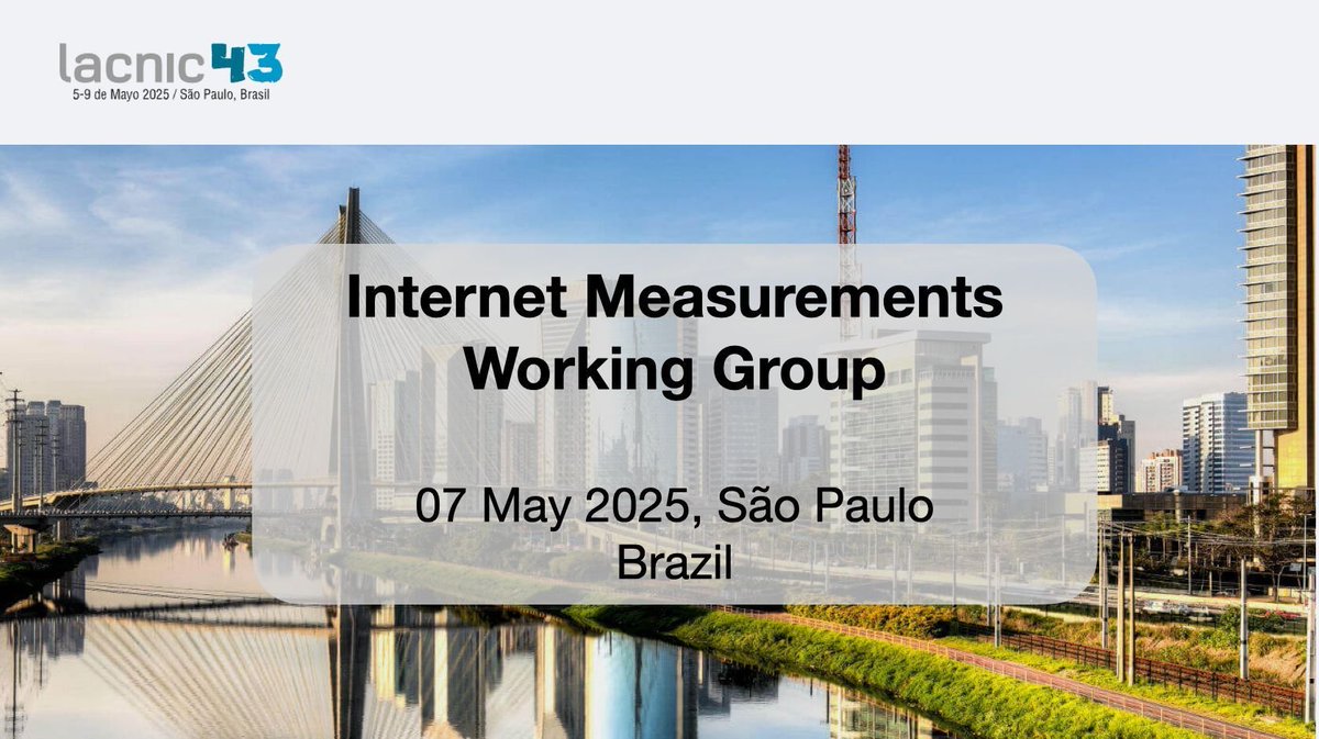 webrobotics's tweet image. Join the #IMWG session next week at #LACNIC43, Wednesday 7 May (11:30 UTC-3)! We will explore network performance measurements, traffic engineering at IXPs, persistent routing loops, and more. Special guest: Geoff Huston, @apnic's Chief Scientist. Agenda: listas.nog.lat/archives/list/…