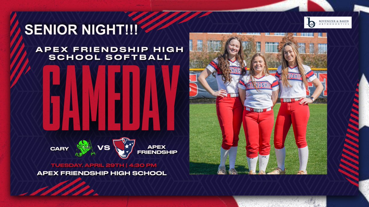Apex Friendship High School Athletics (@afpatathletics) on Twitter photo It’s GAMEDAY & SENIOR NIGHT for your <a href="/AFHS_Softball/">AFHS Softball</a> team! Come out and support your Pats! The ceremony begins at 4! Let’s go Pats! #PatFam #RepAFHS 🥎 It’s GAMEDAY & SENIOR NIGHT for your <a href="/AFHS_Softball/">AFHS Softball</a> team! Come out and support your Pats! The ceremony begins at 4! Let’s go Pats! #PatFam #RepAFHS 🥎