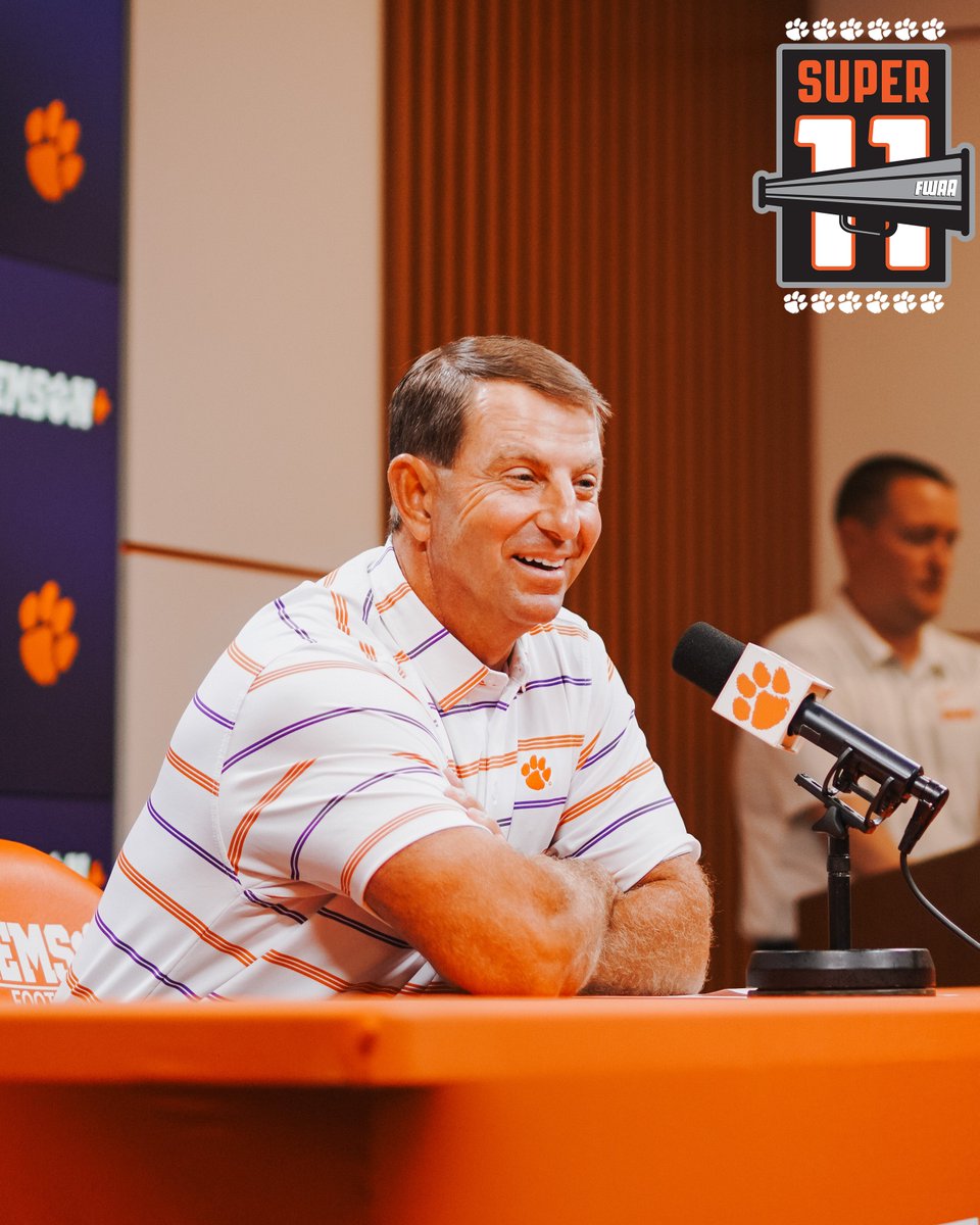 Clemson Football (@clemsonfb) on Twitter photo For a record-extending 12th time in the award's 16-year history and for a record-extending 10th-straight season, <a href="/TheFWAA/">Football Writers Association of America</a> has named Clemson as a recipient of its annual Super 11 award for excellence in football media relations.
📰: clemsontigers.com/clemson-extend… For a record-extending 12th time in the award's 16-year history and for a record-extending 10th-straight season, <a href="/TheFWAA/">Football Writers Association of America</a> has named Clemson as a recipient of its annual Super 11 award for excellence in football media relations.
📰: clemsontigers.com/clemson-extend…