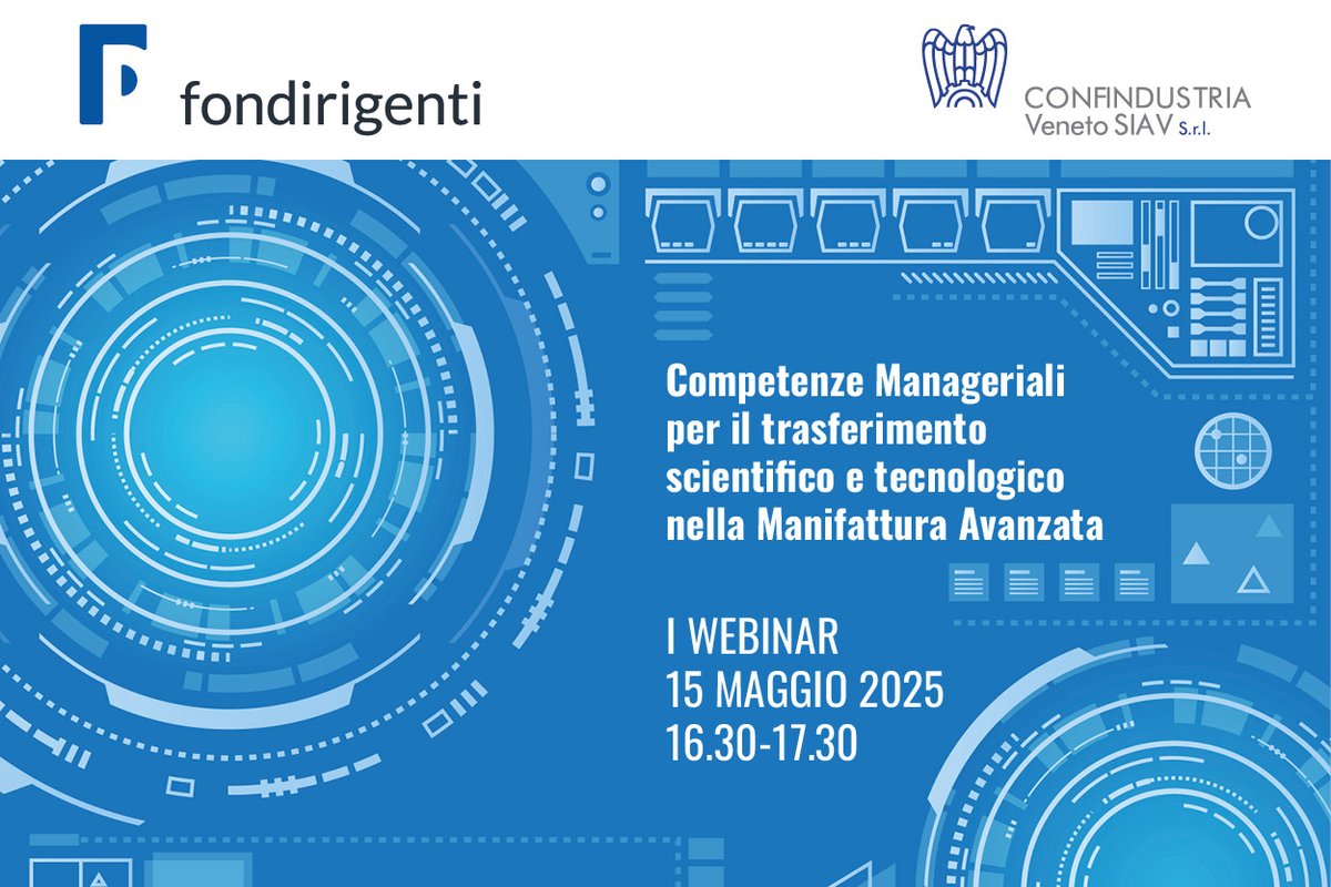 COMPETENZE MANAGERIALI NEGLI ECOSISTEMI DELL'INNOVAZIONE
📅 Giovedì 15 maggio 2025, ore 16.30 – 17.30
📍 Evento online gratuito
👉Presentazione risultati della ricerca promossa da #Fondirigenti
📌 Scopri il programma e iscriviti: tinyurl.com/4hzrw5hk
