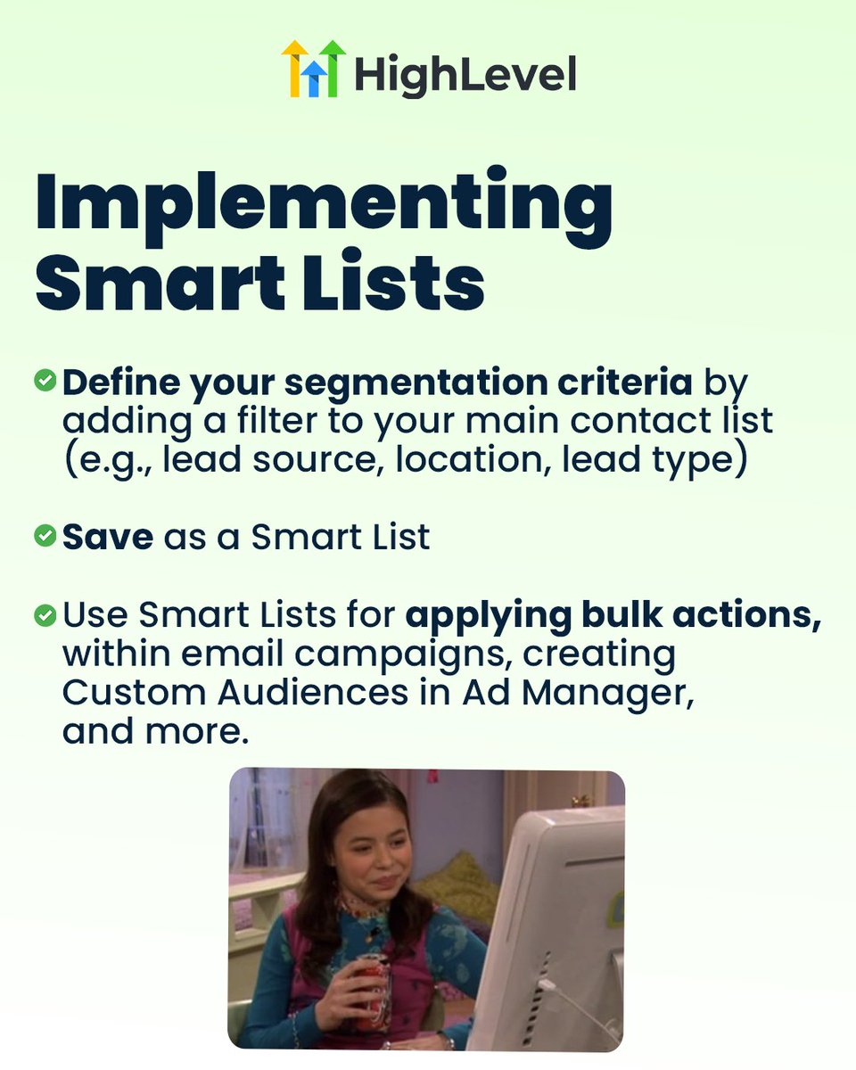 gohighlevel's tweet image. Stop wasting time on messy lists.
📋 Smart Lists in HighLevel update automatically so you can target, personalize, and automate like a pro.
Try it free → gohighlevel.com
#GoHighLevel #SmartLists #MarketingAutomation