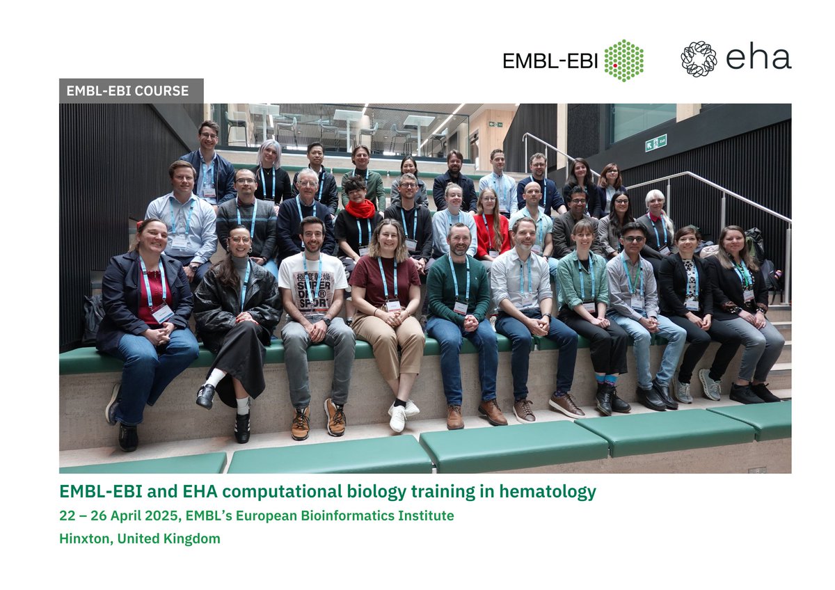 EMBL-EBI Training (@ebitraining) on Twitter photo It was lovely to welcome hematologists to <a href="/emblebi/">EMBL-EBI</a> last week as part of our partnership with <a href="/EHA_Hematology/">European Hematology Association</a>. Participants learned more how computational biology can support hematology research.
Read our blog to discover more about this partnership: embl.org/about/info/cou… It was lovely to welcome hematologists to <a href="/emblebi/">EMBL-EBI</a> last week as part of our partnership with <a href="/EHA_Hematology/">European Hematology Association</a>. Participants learned more how computational biology can support hematology research.
Read our blog to discover more about this partnership: embl.org/about/info/cou…