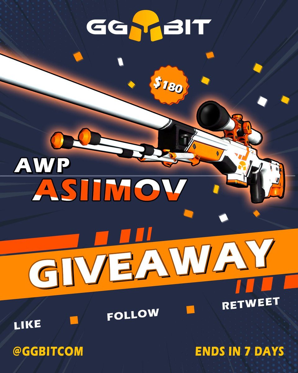 Tomas1120_'s tweet image. 🎁 AWP | Asiimov FT ($180)

➡️ TO ENTER:

✅ Follow me &amp;amp; @GGBITCOM
✅ Like and repost this post
✅ Tag a friend in the comments 👇 

⏰ Giveaway ends in 7 days!