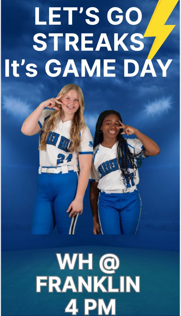 WH takes on Franklin today.  BRING THE HEAT LADIES!!! 💙⚡️🥎