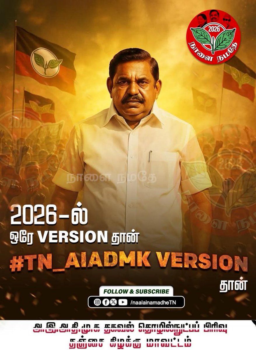 prabukanjanur1's tweet image. 2026-ல் ஒரே Version தான் 
#TN_AIADMK_Version தான் 

#TNAIADMKVersion | #NaalaiNamadhe | #NaalaiNamadheTN | #ADMK | #AIADMK | #ADMKFor2026 | #AIADMKFor2026 | #SayYesToAIADMK 
#ADMK_TNJ 
#தஞ்சை_கிழக்கு_மாவட்டம்