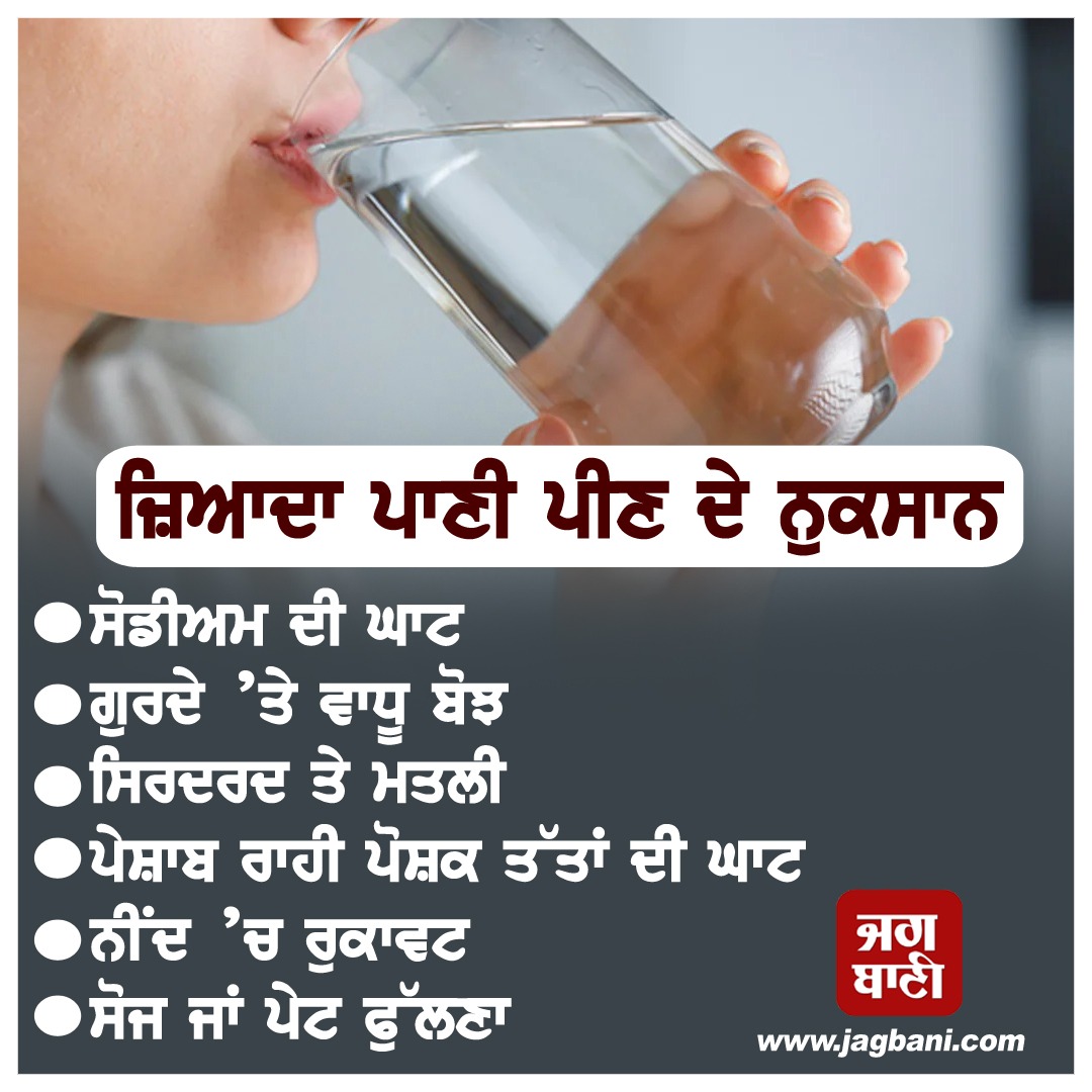 JagbaniOnline's tweet photo. Health Tips
ਜ਼ਿਆਦਾ ਪਾਣੀ ਪੀਣ ਦੇ ਨੁਕਸਾਨ
#Health #HealthTips #HealthyLifestyle #HealthyBody #Water #ExcessWater #HarmsofDrinkingWater #SeriousProblem #BeCareful #jagbani https://t.co/Lguog6D3Bx