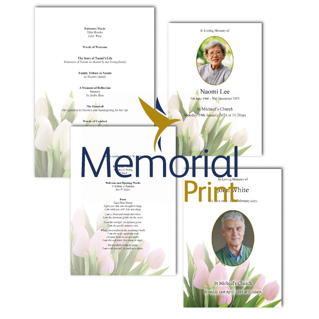print_memorial's tweet photo. Our brochure is always only ever a starting point; something for you to talk through with your families.
So when your family asked for ๐ฉท instead of ๐ค, we were happy to oblige.
#TuesdayTribute ๐ฉท๐ค
#FuneralDirector #OrderOfService #MemorialPrint #Design #Print https://t.co/XUiwujzAH2