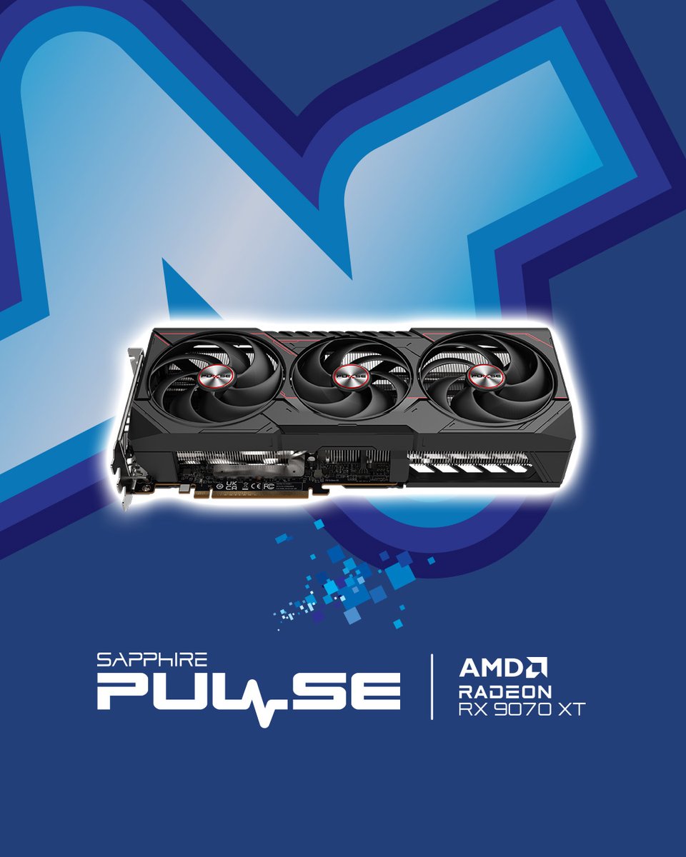 The refined design of our newest AeroCurve Fan Blade on our SAPPHIRE PULSE AMD Radeon RX 9070 XT ensures improved airflow, optimized static pressure &amp; enhanced cooling efficiency for demanding applications🌀
.
.
#GPU #graphicscard #AMD #Radeon #gaming #hardware