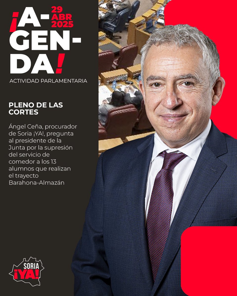 🏛️ En el Pleno de las Cortes de hoy:

📢 Denunciamos la supresión del servicio de comedor escolar a los 13 alumnos de Barahona.