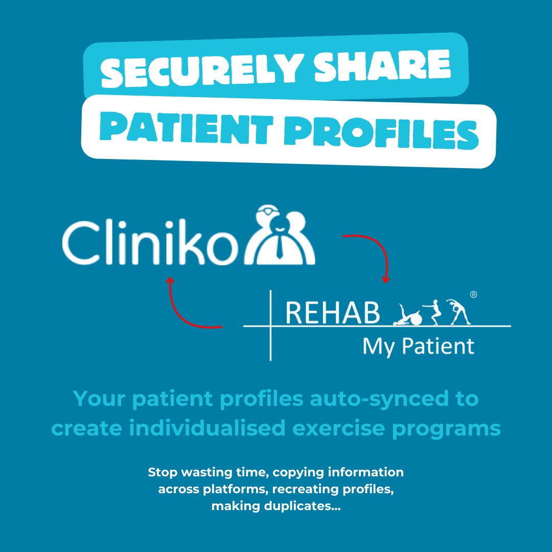 <a href="/RehabMyPatient/">RehabMyPatient</a> and <a href="/Cliniko/">Cliniko</a> integrate to allow seamless transfer of patient data and exercise prescriptions between the two platforms. 

This integration allows clinicians to easily prescribe exercises, and have those plans automatically copied to the patient's files in Cliniko,