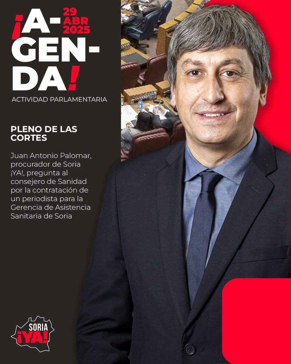 ⁉️ Preguntamos por la contratación de un periodista en la Gerencia de Asistencia Sanitaria de Soria

🔴📺 Sigue el Pleno en directo a partir de las 16:00h
▶️ youtube.com/live/2LkGjyvcd…
