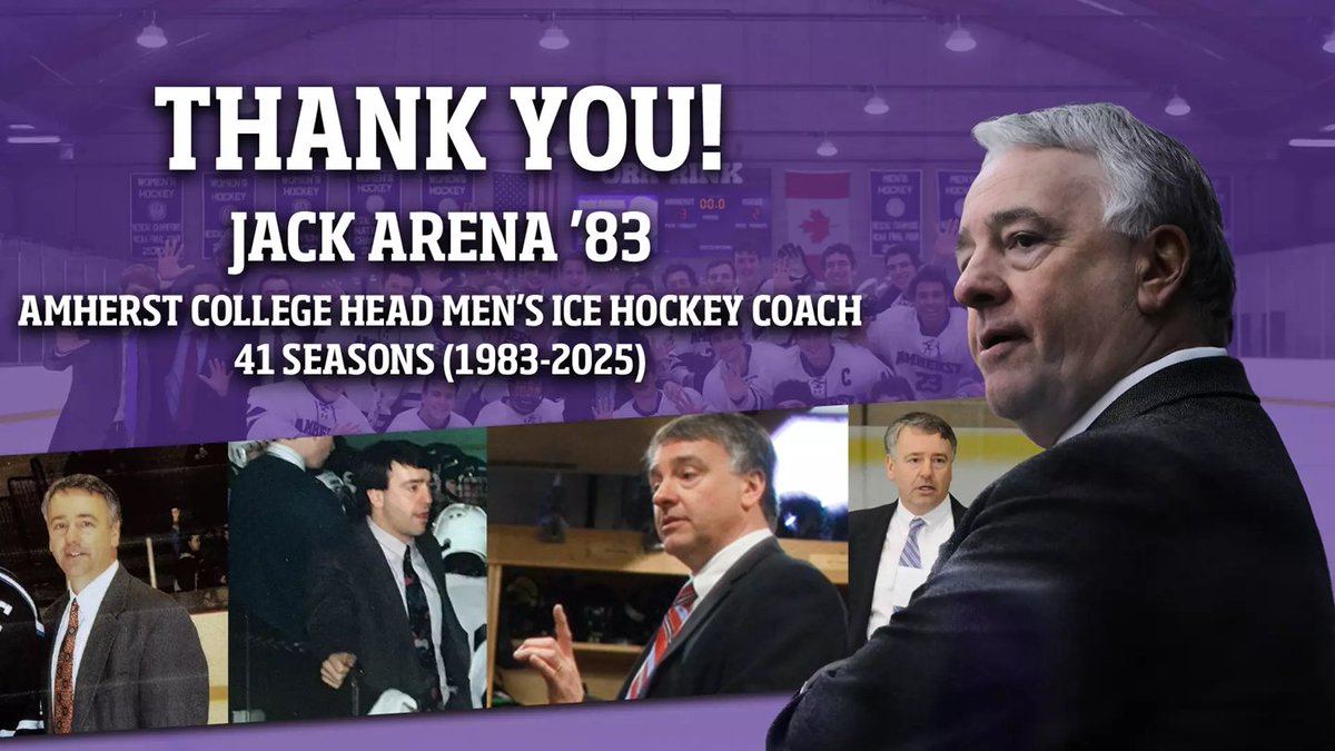 NESCAC (@nescac) on Twitter photo 🏒Men's Ice Hockey News
<a href="/AmherstMammoths/">Amherst College Athletics</a> HC Jack Arena has announced his retirement from coaching
🏒Longest-tenured active HC in any sport in the NESCAC (42 yrs)
🏒537 wins - 12th among D3 coaches
> tinyurl.com/49mmr3ew 🏒Men's Ice Hockey News
<a href="/AmherstMammoths/">Amherst College Athletics</a> HC Jack Arena has announced his retirement from coaching
🏒Longest-tenured active HC in any sport in the NESCAC (42 yrs)
🏒537 wins - 12th among D3 coaches
> tinyurl.com/49mmr3ew