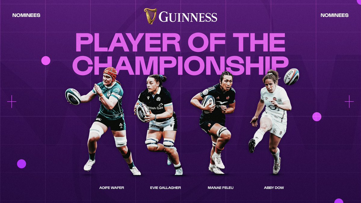 Guinness Women's Six Nations (@womens6nations) on Twitter photo ๐ The Nominees are in for this year's Guinness Player of the Championship ๐คฉ
๐ด๓ ง๓ ข๓ ฅ๓ ฎ๓ ง๓ ฟ <a href="/RedRosesRugby/">Red Roses</a>'s Abby Dow
๐ซ๐ท <a href="/FranceRugby/">France Rugby</a>'s Manae Feleu
โ๏ธ <a href="/IrishRugby/">Irish Rugby</a>'s Aoife Wafer
๐ด๓ ง๓ ข๓ ณ๓ ฃ๓ ด๓ ฟ <a href="/Scotlandteam/">Scottish Rugby</a>'s Evie Gallagher
Vote for your winner here โก๏ธ tinyurl.com/5n6sv446
#GuinnessW6N ๐ The Nominees are in for this year's Guinness Player of the Championship ๐คฉ
๐ด๓ ง๓ ข๓ ฅ๓ ฎ๓ ง๓ ฟ <a href="/RedRosesRugby/">Red Roses</a>'s Abby Dow
๐ซ๐ท <a href="/FranceRugby/">France Rugby</a>'s Manae Feleu
โ๏ธ <a href="/IrishRugby/">Irish Rugby</a>'s Aoife Wafer
๐ด๓ ง๓ ข๓ ณ๓ ฃ๓ ด๓ ฟ <a href="/Scotlandteam/">Scottish Rugby</a>'s Evie Gallagher
Vote for your winner here โก๏ธ tinyurl.com/5n6sv446
#GuinnessW6N