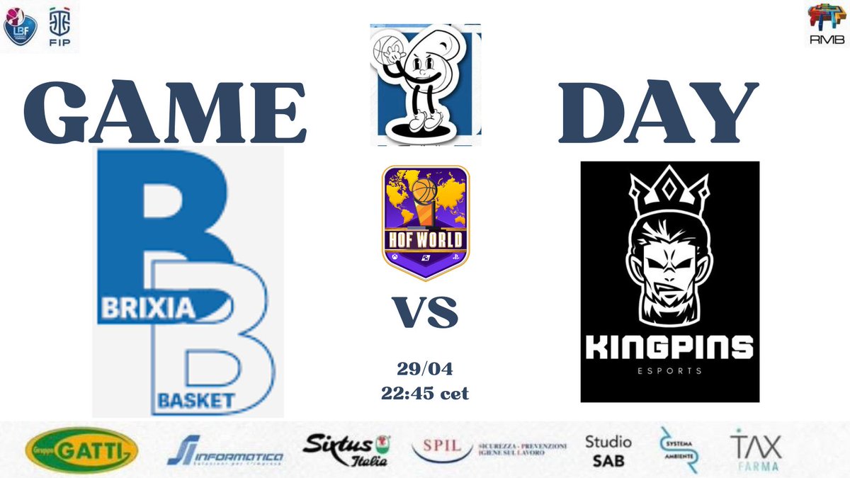 Brixia eSports (@brixia_esports) on Twitter photo GAME DAY🔥
⏲️22:45 (CET)⏲️
📊Regular Season (7-7)📊
🏆 <a href="/HOFWorld2K/">HOF World</a> 🏆
🆚 <a href="/EsportKps/">KPS eSports</a>
🖥️ twitch.tv/b_crazy_0
🎮starting 5:
<a href="/B_Crazy_0/">BCrazy</a>
<a href="/Brescia2k/">NoX-vBabi</a>
<a href="/Not_zPhxbia/">lllPHOBIAlll</a> /<a href="/wlfgigio10/">RedBrainGigio</a>
<a href="/llMamaWrldll/">xMaama</a>
<a href="/llvPOSAll/">Vittorio Venturi</a> GAME DAY🔥
⏲️22:45 (CET)⏲️
📊Regular Season (7-7)📊
🏆 <a href="/HOFWorld2K/">HOF World</a> 🏆
🆚 <a href="/EsportKps/">KPS eSports</a>
🖥️ twitch.tv/b_crazy_0
🎮starting 5:
<a href="/B_Crazy_0/">BCrazy</a>
<a href="/Brescia2k/">NoX-vBabi</a>
<a href="/Not_zPhxbia/">lllPHOBIAlll</a> /<a href="/wlfgigio10/">RedBrainGigio</a>
<a href="/llMamaWrldll/">xMaama</a>
<a href="/llvPOSAll/">Vittorio Venturi</a>