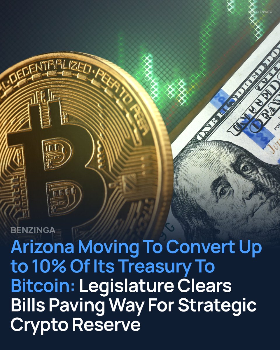 Arizona just took a bold step toward Bitcoin adoption 👀 Lawmakers in  Arizona passed two bills that could allow the state to allocate up to 10%  of its treasury and retirement funds