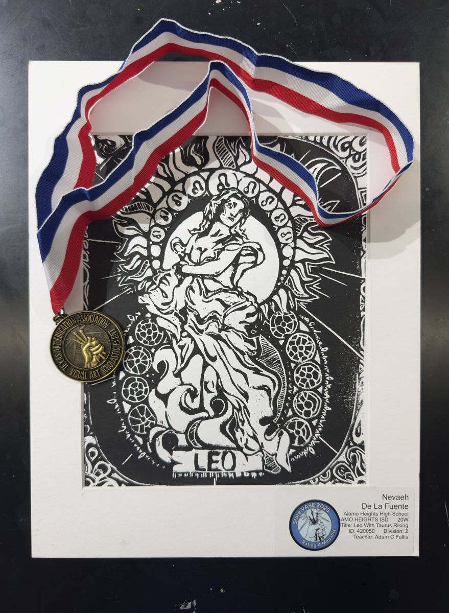 Over the weekend this kiddo’s intricate zodiac print medaled at state! Woooo hoooo! 🎉👏 🐴🎨