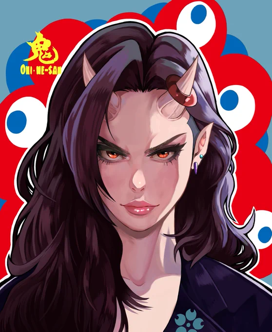 鬼姐さんとミャクミャク#鬼姐さん #ミャクミャク #イラスト #大阪万博 #illustration 