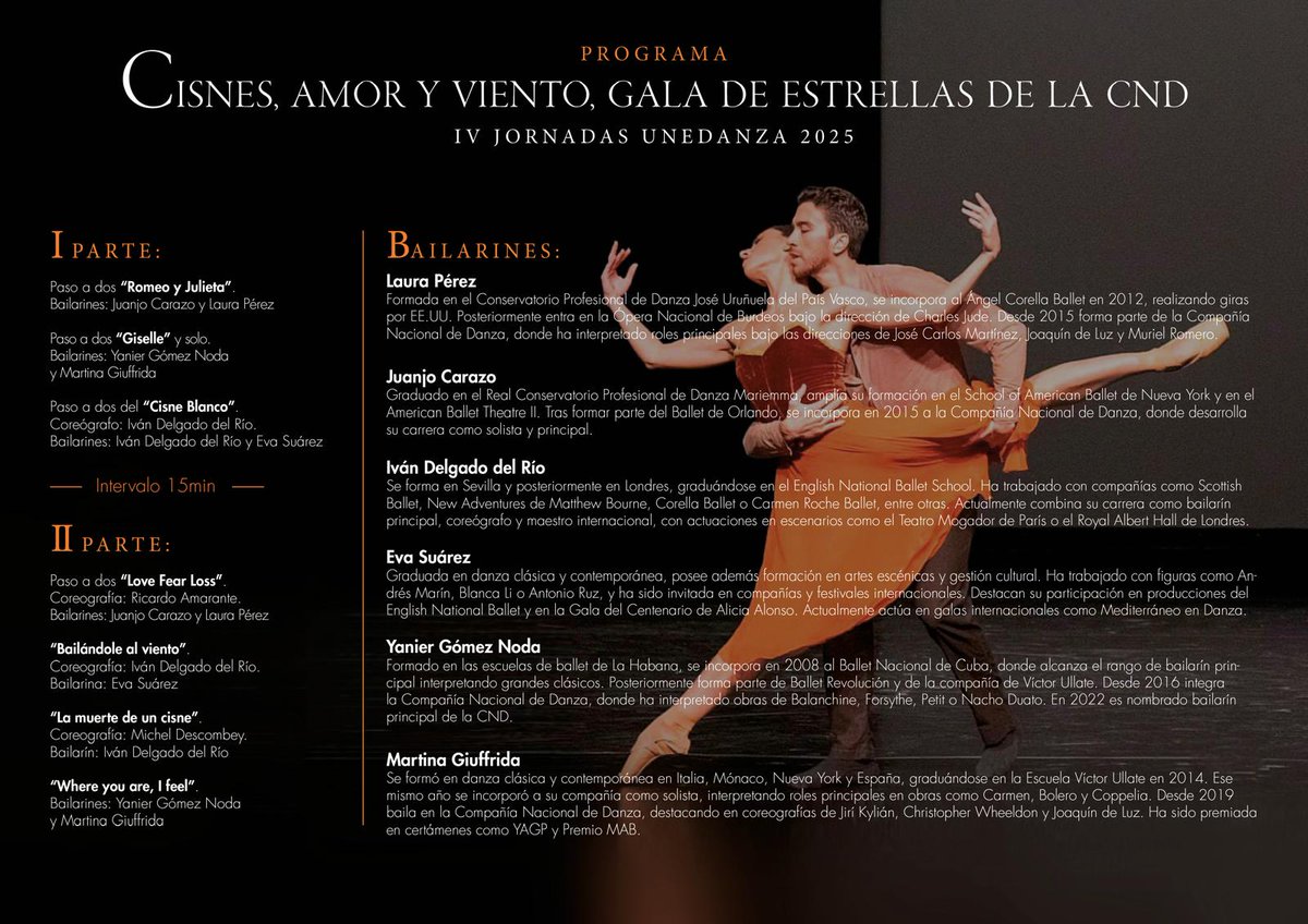 ¡Feliz día internacional de la Danza! Aunque hoy en
<a href="/uned_filologia/">UNED_Filología</a>
hemos tenido que posponer parte de UNEDANZA 2025, os dejo este vídeo (canal.uned.es/video/67f8c781……) de la
<a href="/UNED/">UNED</a>
recién estrenado en
<a href="/la2_tve/">La 2</a>
y el programa de una gala preciosa que pudimos disfrutar el viernes🪩📷🩰