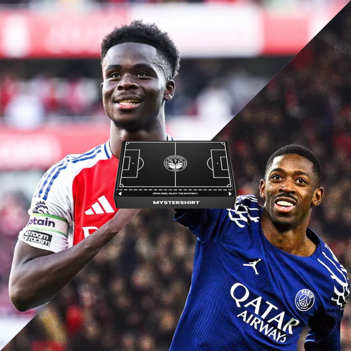 GIVEAWAY 🚨
If Bukayo Saka or Ousmane Dembele SCORE tonight, we will give away TWO Classic Football Shirt Mystery Boxes!! 📦👕

To enter 👇

- LIKE &amp; RETWEET this post ♻️

- Follow <a href="/Mystershirt/">Mystershirt 👕📦</a> ✌️