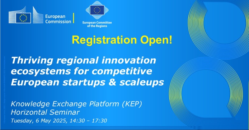 EUScienceInnov's tweet photo. Our Knowledge Exchange Platform seminar is next Tuesday!

Don't forget to sign up to discover best practices in supporting #startups and #scaleups at local level, learn about the forthcoming Strategy and exchange with EC and @EU_CoR representatives.

Registration here⬇️