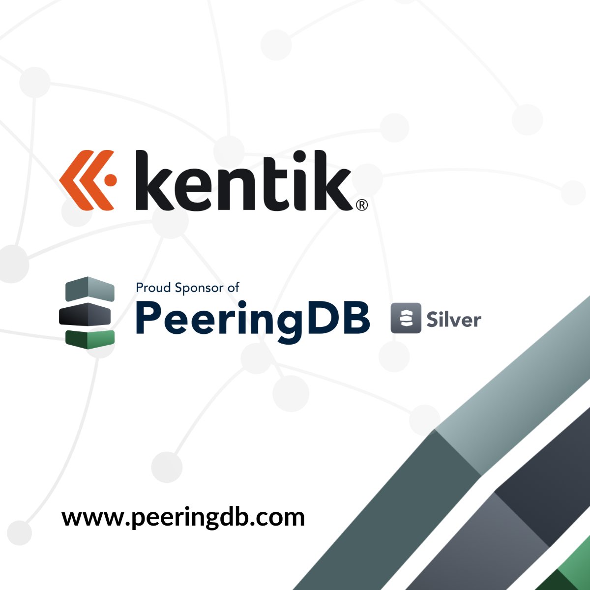 Thanks to returning Silver sponsor <a href="/kentikinc/">Kentik</a>! Sponsorships support the #peering community by keeping PeeringDB running and funding new feature development for #interconnection. Check out their information here: peeringdb.com/org/15287.