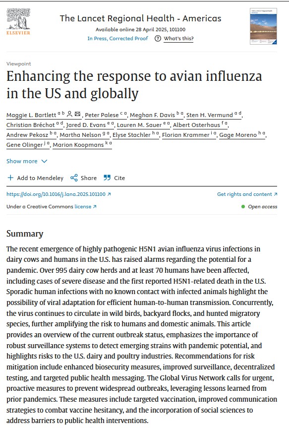 greg_folkers's tweet image. The Lancet Regional Health - Americas: Enhancing the response to avian influenza in the US and globally    

Maggie L. Bartlett, Marion Koopmans  @MarionKoopmans  et al     

#h5n1

bit.ly/3EK7wwo