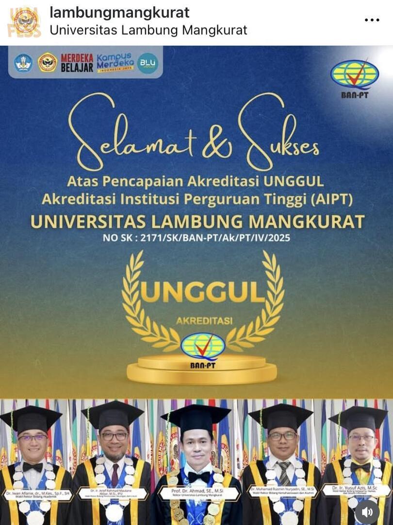 ULM_fess's tweet image. uyy! resmi guys! ULM kembali Unggul (A)😍☝🏻 tikor ig lambungmangkurat