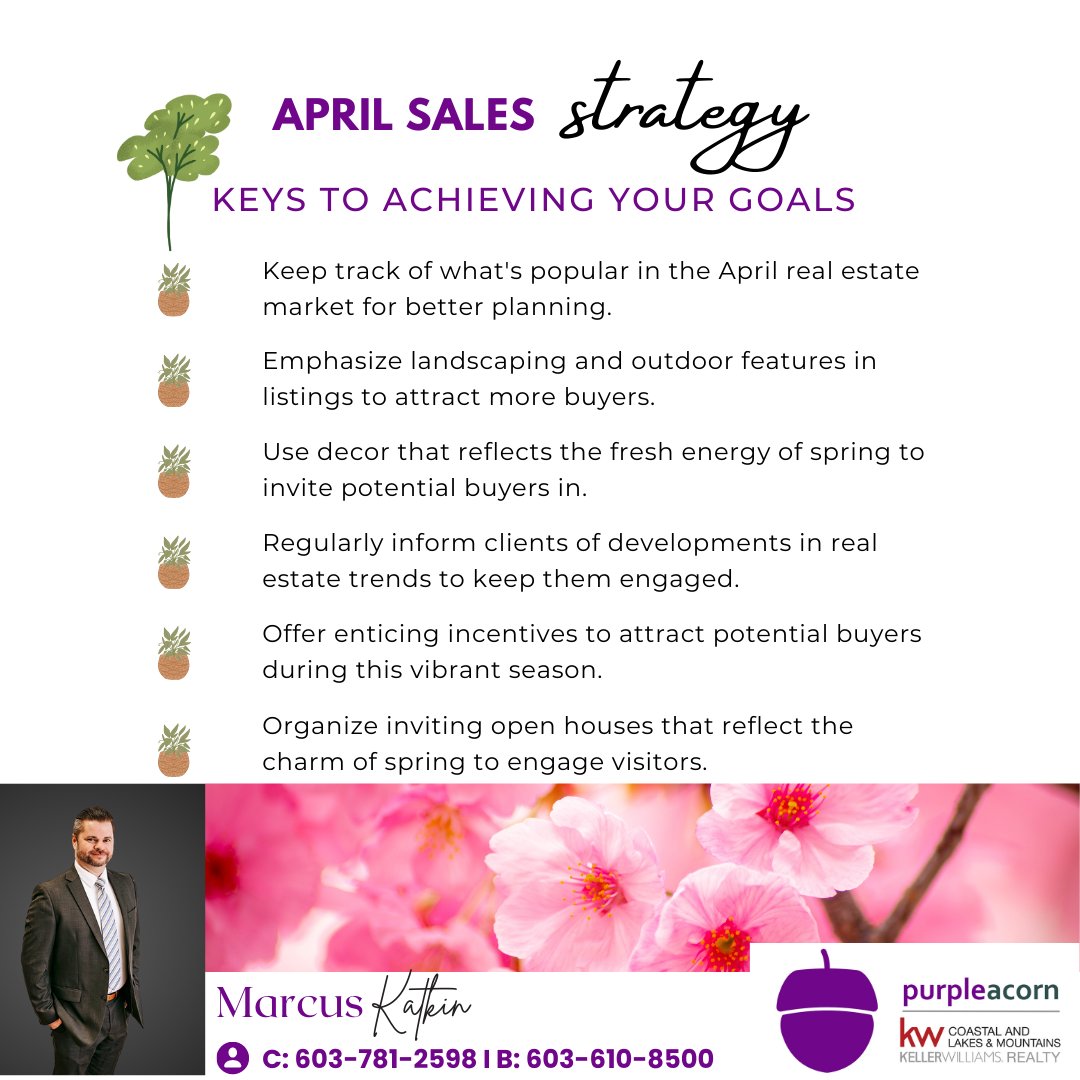 MarcusKatkin's tweet image. 🌸 Step into April with fresh ideas and a renewed focus on real estate goals! Let&apos;s make this season one of success and new beginnings. 🏡
 #SpringGoals #RealEstateSuccess #MarcusKatkin #PurpleAcorn #KWCoastalRealty
