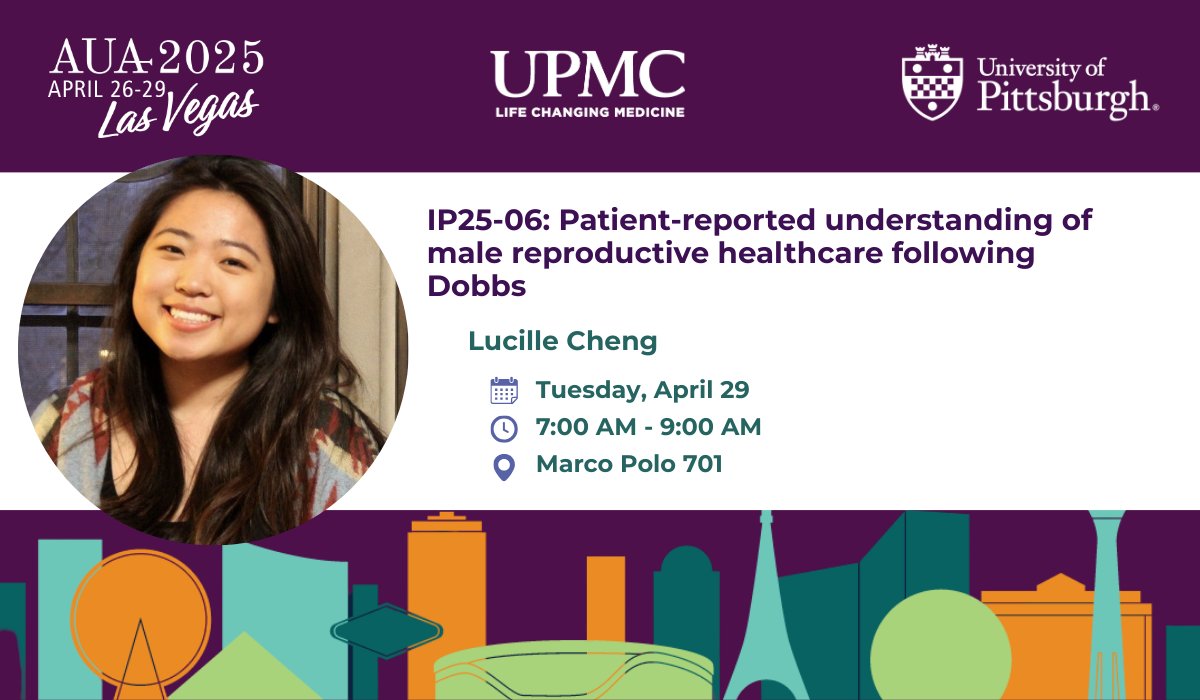 UPMC Urology (@upmcurology) on Twitter photo ➡️Also at 7:00AM, <a href="/pitt_medicine/">University of Pittsburgh School of Medicine</a> student Lucy Cheng will be presenting on patient-reported understanding of male reproductive healthcare following Dobbs. Come to Marco Polo 701 to learn about her research! #aspiringurologist #AUA25 ➡️Also at 7:00AM, <a href="/pitt_medicine/">University of Pittsburgh School of Medicine</a> student Lucy Cheng will be presenting on patient-reported understanding of male reproductive healthcare following Dobbs. Come to Marco Polo 701 to learn about her research! #aspiringurologist #AUA25