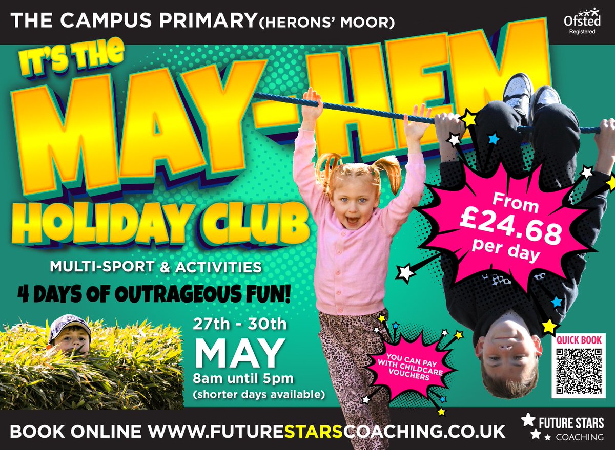 After a fantastic Easter holiday club, Future Stars will be back at The Campus for May half-term: 27-30 May, 8am-5pm. Book your child's space now at: futurestarscoaching.co.uk