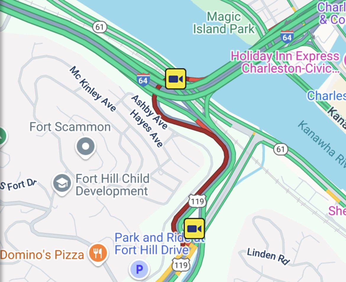 Kanawha Co - US-119 southbound between MacCorkle Avenue and Oakwood Road there is road repair activity today with intermittent lane closures until 3 PM, expect delays
