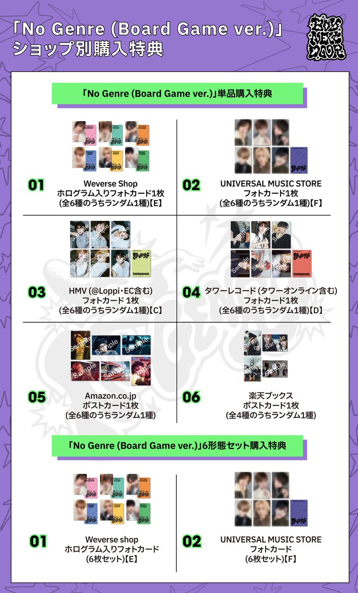BOYNEXTDOOR 4th EP『No Genre』 ストア別購入特典の絵柄公開