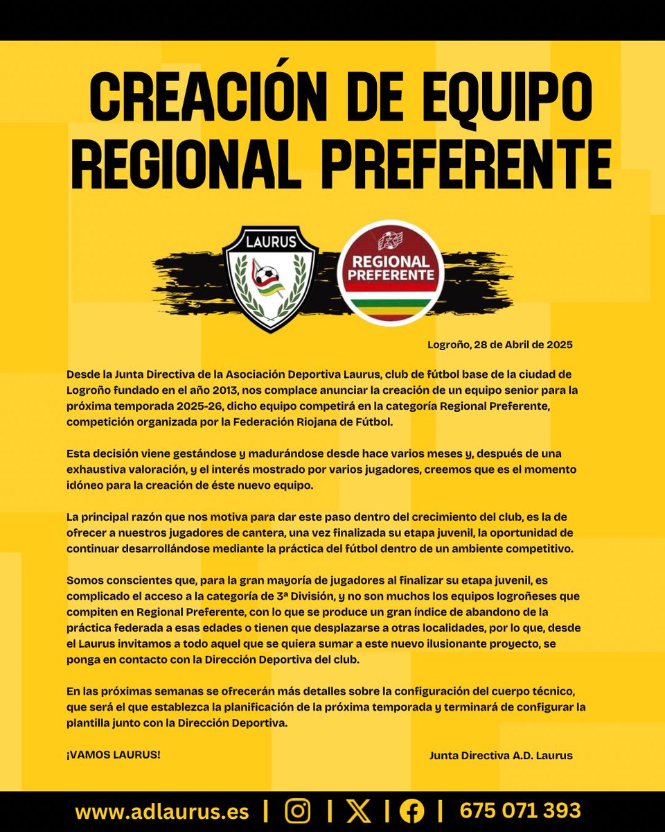 infolaurus's tweet photo. 📢 COMUNICADO OFICIAL 📢

#SomosLaurus🐝
#SeguimosCreciendo https://t.co/2yMtQ2l96O