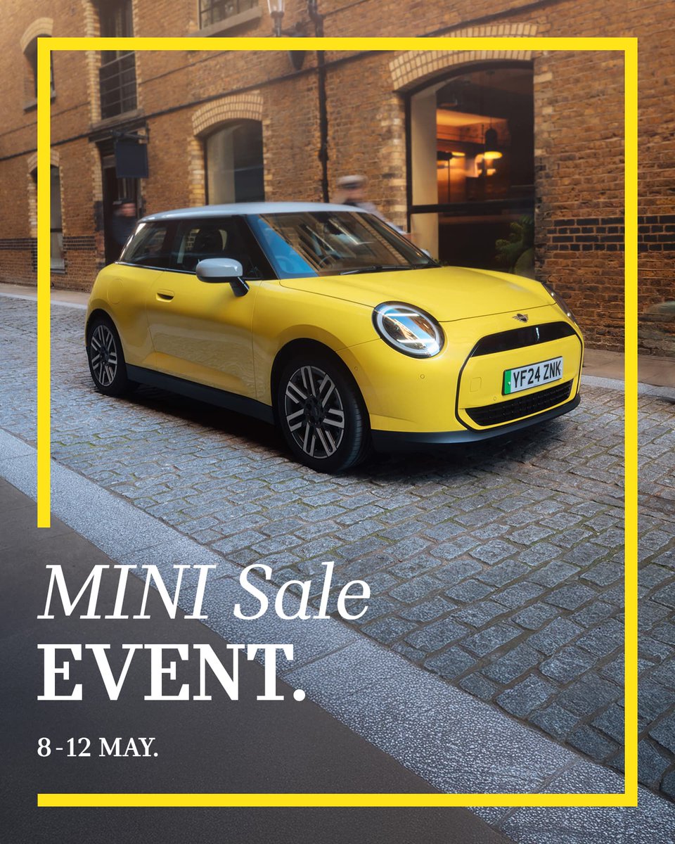 From 8 – 12 May, we’re bringing you unmissable offers across the range.

To find the MINI that’s right for you, register your interest here>> tinyurl.com/32dnzvnx 

#MINISaleEvent #StayTuned

Lloyd Motors Limited sells new MINIs on behalf of BMW (UK) Limited. Ts&amp;Cs apply.