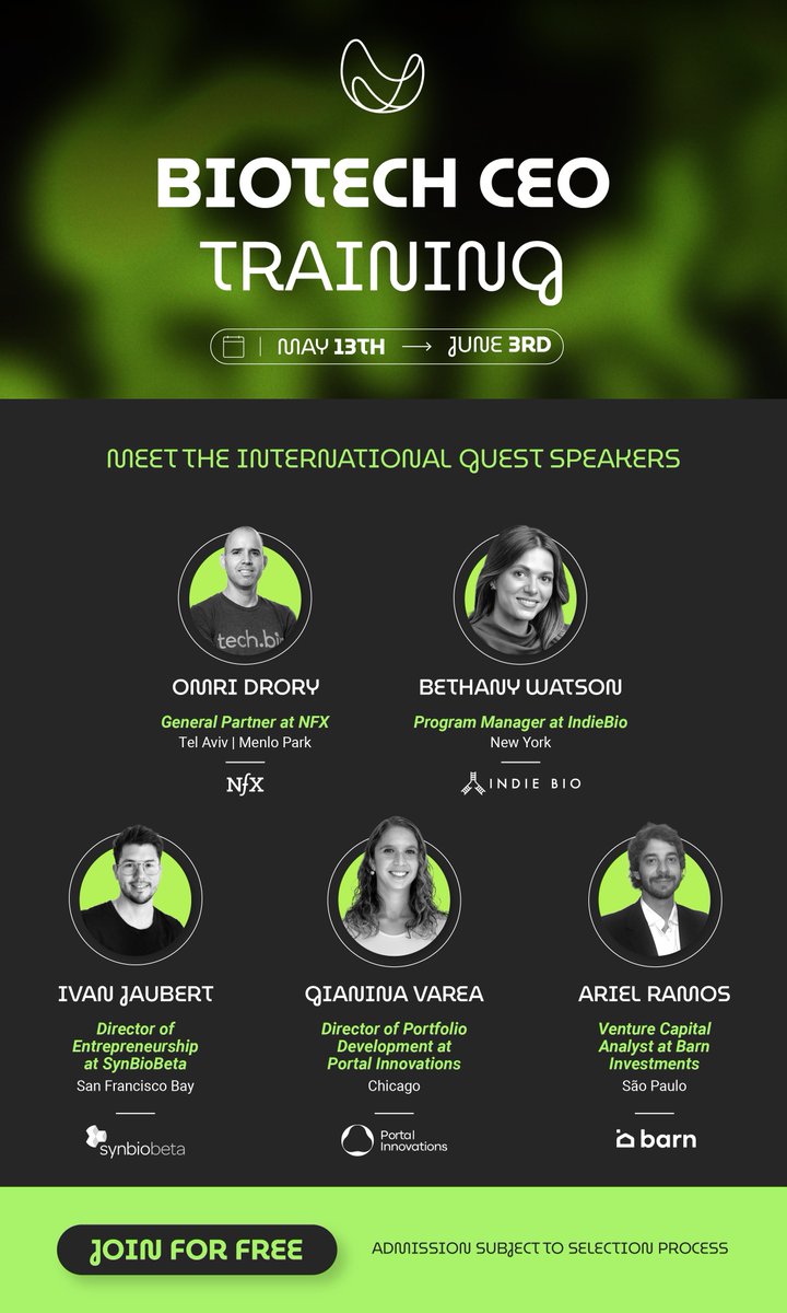 Un entrenamiento para futuros CEOs, pensado para fortalecer las habilidades y la visión necesarias para liderar startups basadas en ciencia y generar impacto global.
*Actividad gratuita. Cupos limitados. Admisión con proceso de selección. Postulate: sf500.fillout.com/t/g9dHvBz6zVus