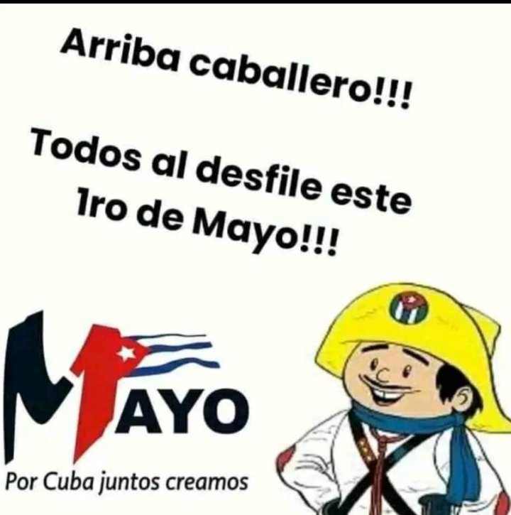 AngelMatosTorr2's tweet photo. Este 1ro de Mayo celebremos juntos el día del proletariado.
#1Mayo
#PorCubaJuntosCreamos
#SantiagoDeCuba
#Contramaestre https://t.co/jfVOSrW5IY