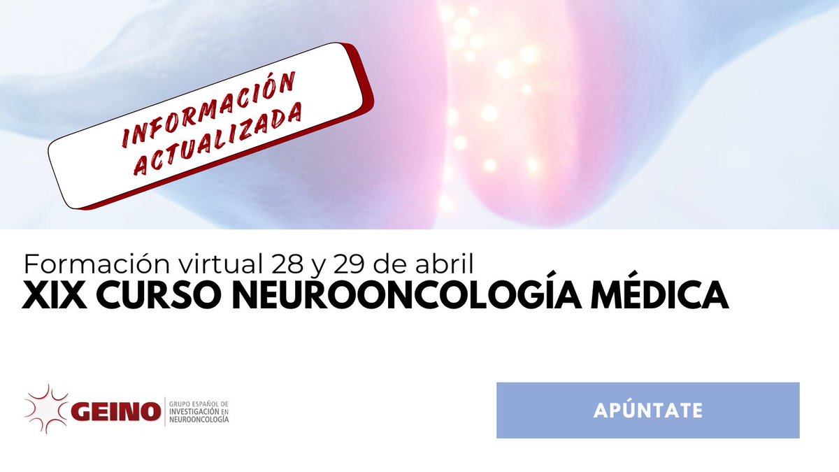 📢 Hoy llevaremos a cabo con normalidad la sesión del XIX Curso de Neurooncología Médica programada para hoy. Recuperaremos la próxima semana la sesión que no se pudo realizar ayer debido al apagón. Os informaremos del día concreto en breve ℹ️
