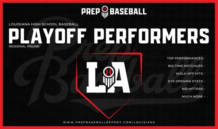 Prep Baseball Louisiana (@prepbaseballla) on Twitter photo โญ๏ธ Pสแดสแด๊ฐ๊ฐ Pแดส๊ฐแดสแดแดสs
Today, we take a look at some of the top performers from the regional round of the <a href="/LHSAAsports/">LHSAA</a> playoffs.
Check out the full list and more below โคต๏ธ
#BeSeen
<a href="/AlexArmandPBR/">Alex Armand</a> | <a href="/Tyler__Leary/">Tyler Leary</a> | <a href="/davisj_9/">Davis Johnson</a>
๐๏ธ loom.ly/tdwJRA0 โญ๏ธ Pสแดสแด๊ฐ๊ฐ Pแดส๊ฐแดสแดแดสs
Today, we take a look at some of the top performers from the regional round of the <a href="/LHSAAsports/">LHSAA</a> playoffs.
Check out the full list and more below โคต๏ธ
#BeSeen
<a href="/AlexArmandPBR/">Alex Armand</a> | <a href="/Tyler__Leary/">Tyler Leary</a> | <a href="/davisj_9/">Davis Johnson</a>
๐๏ธ loom.ly/tdwJRA0