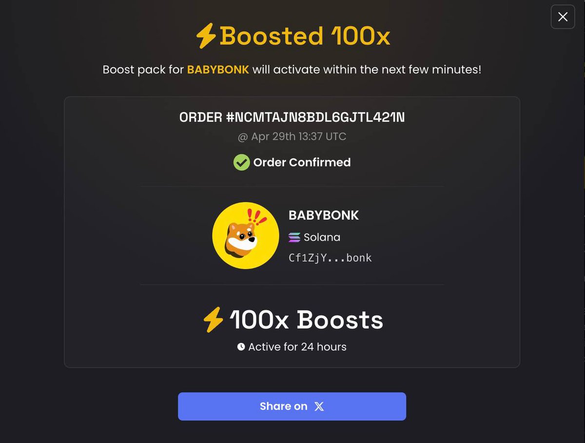 MORE 100X BOOST PAID🔥

LET’S SEND THIS DADDY $BONK

WOOF WOOF WOOF $BABYBONK