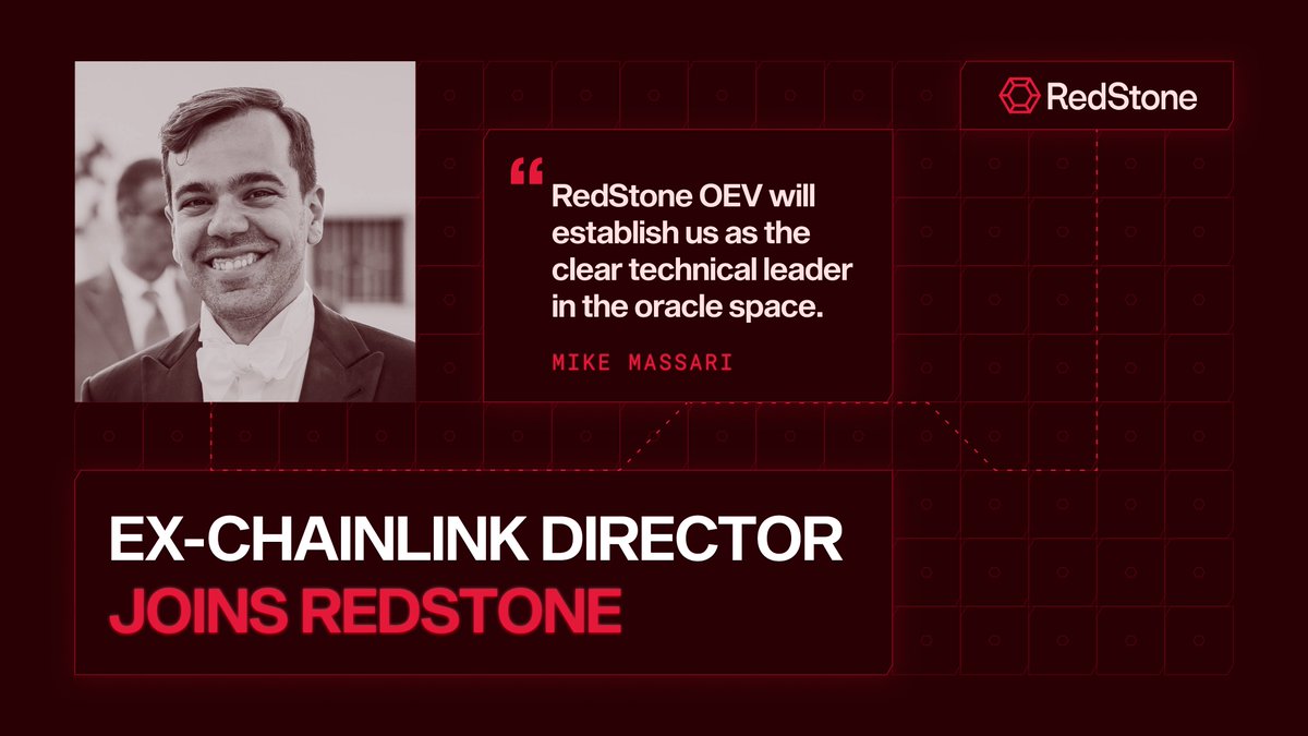mkmassari's tweet image. I am thrilled to join @redstone_defi as a Strategic Advisor.

With the awesome team at RedStone, I will focus on scaling existing products and #integrations and leading the adoption of RedStone #OEV. Let&apos;s build!