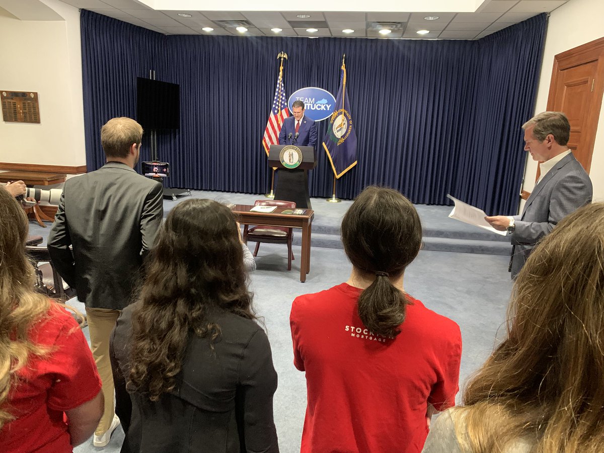 Representative Robert Duvall speaks at a ceremonial signing by Governor Beshear of HB 190, legislation that takes aim at strengthening gifted and talented learning in the Commonwealth.