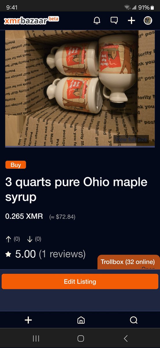 OK #xmr crew. Less than a week left for Maple Syrup. Try <a href="/xmrbazaar/">xmrbazaar</a> , it seems to work great. Also, I have my Sister's homemade tallow soap there to check out.  I also just refigured XMR cost on goods since it went up so much this week.